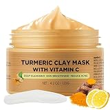 Turmeric Vitamin C Clay Mask, Turmeric Clay Facial Mask Skin Care Improve Blackheads Acne Dark Spots