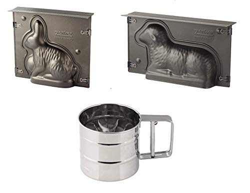 Zenker | Osterbackformen-Set Hase und Lamm inkl. Einhandsieb | Antihaftbeschichtung für Ostern | Osterhasen- und Osterlamm-Backform
