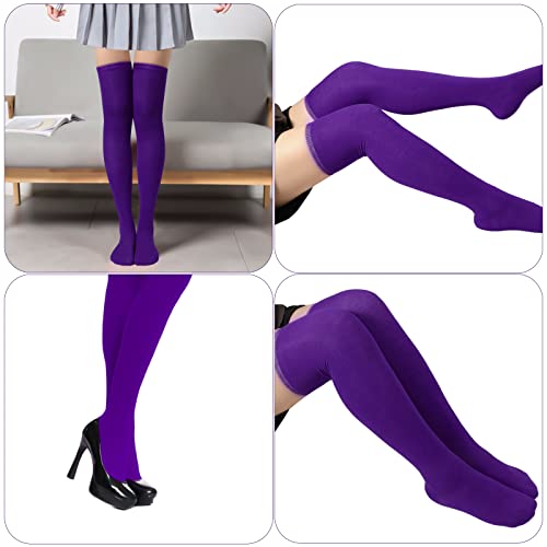 Image of KINBOM 1 Pair Thigh High Socks, Cotton Soft Knee High Long Stockings Women Leg Warmers for Wednesday Christmas Cosplay