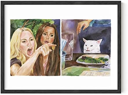 HAUS AND HUES Framed Meme Wall Art - Cat Meme Canvas Wall Art Funny Wall Decor, Cool Room Decor For Guys, Funny Meme Sign, Super Awesome Poster That Makes You Smile (Black Framed, 12x16)