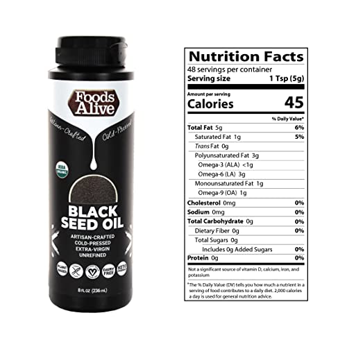 Foods Alive Organic Black Seed Oil, Cold Pressed, 100% Pure Black Cumin Seed Oil, Nigella Sativa, Organic, 8oz - Thumbnail 2