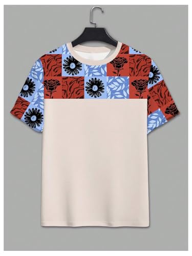 Image of RoseSeek Men's Color Block Short Sleeve Tee Shirts Casual Crewneck T Shirt Trendy Summer Tops