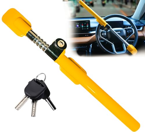 Ultra Secure Car Steering Wheel Lock, No Scratch Dual Locking Hooks, Anti Theft Car Device Wheel Locks for Cars with Adjustable Size, Strong Metal Bars, Anti-Pick Car Lock (Snake)