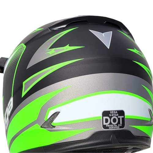 Vega Helmets V-Star Snowmobile Helmet With Electric Heated Shield Evolution (9Ft Silver Coated Heavy Duty Rca Jack Cord, Breath Deflector, Thin Balaclava Included) (Large 59-60 Cm, Green Evolution) #TOP3