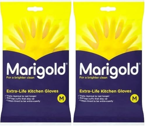 Image of Marigold Unisex RUBBER GLOVES KITCHEN- Yellow, Pack of 2