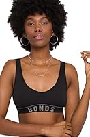 Bonds Women's Retro Rib V Crop Plunge Bra, Black, 16 US