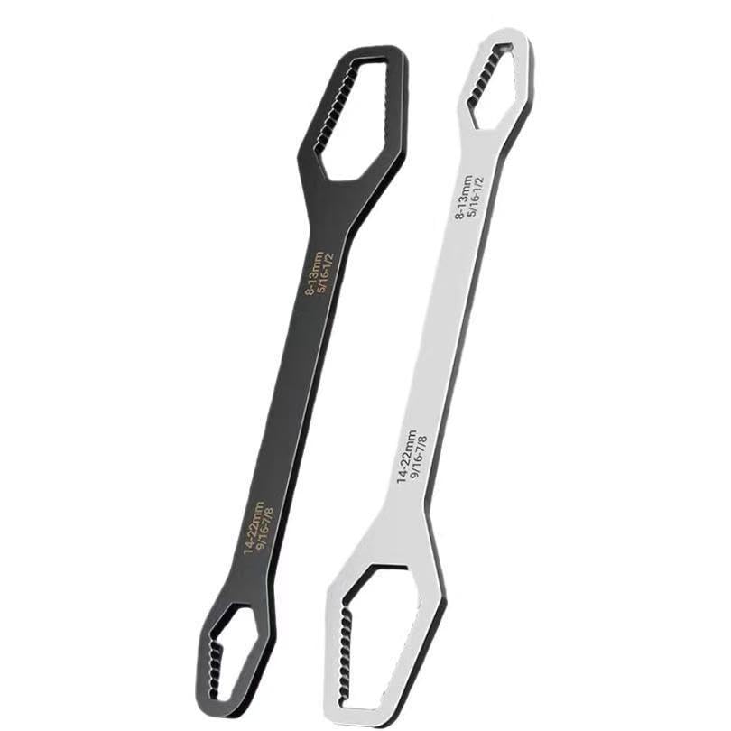 2 pcs Universal Torque Wrench Self Adjusting Tightening Double Ended 3-17mm & 8-22mm Self-Tightening Wrench For Home Car Factory Repair (White+Black)
