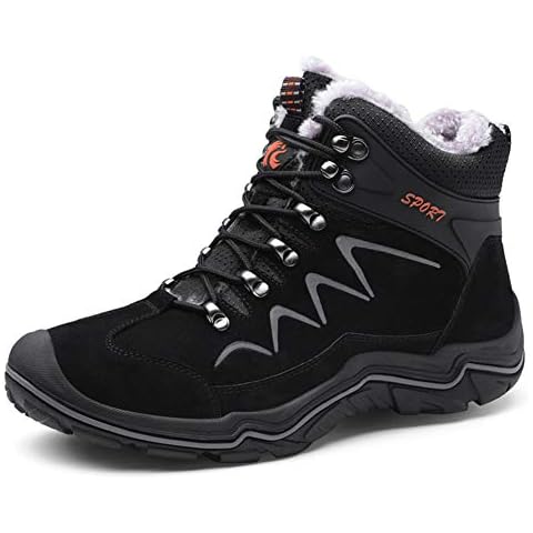 ailishabroy High Top Sneakers For Men Winter Warm Climbing Hiking Shoe Lace Up Ankle Boots(Black 9 M US) Cover