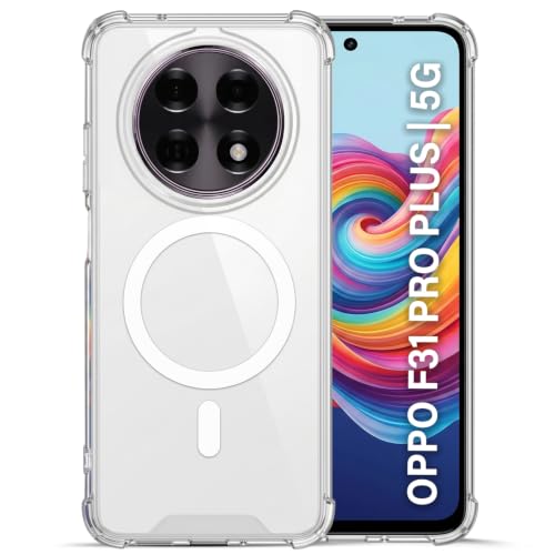 Image of TRUEUPGRADE Back Cover for Oppo F31 Pro Plus 5G | Mag-Safe Printed Transparent Case | Hard PC Back + Soft TPU Bumper | Magnetic Print Shockproof Protective Cover | Crystal Clear