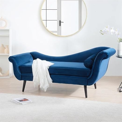 Image of 2-Seater Settee Sofa Diwan Couch Chaise Lounge for Home and Living Room | (Blue Kulfi, Large)