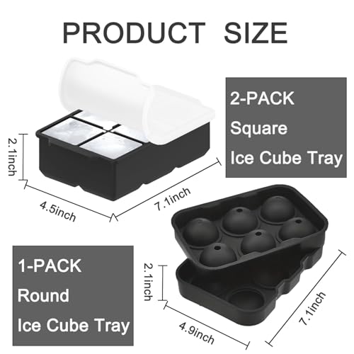 Bandeja de silicona para cubitos de hielo grandes 3 piezas miniatura 2