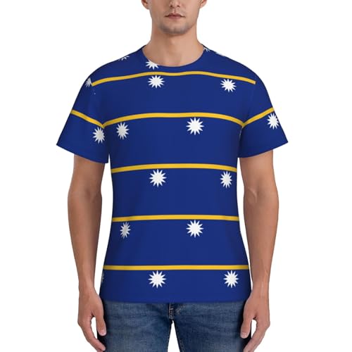 Lot de t-shirts imprimés drapeau de Nauru, T-shirts en polyester frais et respirants, maillots de corps restés rentrés pour homme, Noir , XXL