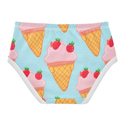Cartoon Ice Cream Strawberries Blue Panties for Girl Girls Underwear Toddlers Cotton Fun Print Briefs Girls Undies 2t2