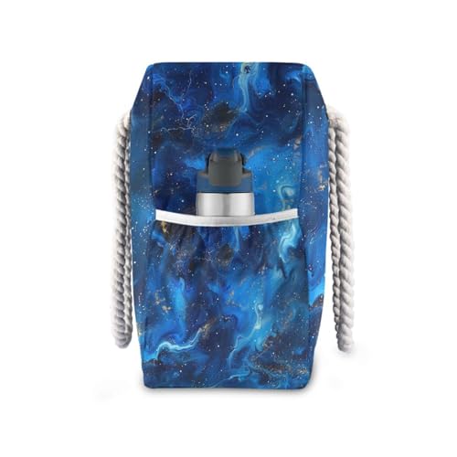 Blue Marble Large Bag Waterproof Sandproof with side pockets Large Tote Bags With Zipper for Weekend Travel3