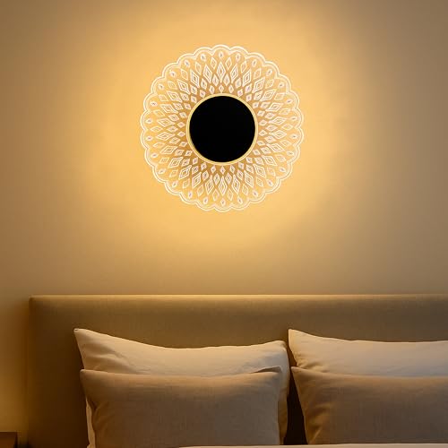 Image of Groeien Pack of 2 | Solaris Glow Modern LED Wall Lamp | Golden Decorative Wall Light for Living Room, Bedroom & Hall | Artistic Solaris Design Wall Fixture for Home Decor(SolarisGlow, 2)