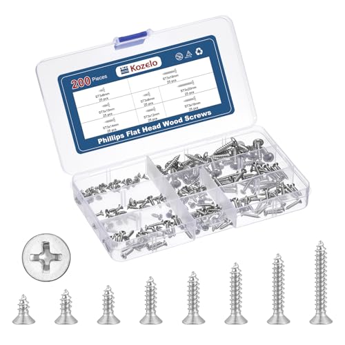 200pcs ST3 Phillips Flat Head Wood Screws 304 Stainless Steel miniatura 1