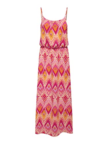 ONLY Damen Onlwinner S/L Maxi Dress Noos Ptm, Raspberry Rose/Aop:diamond...