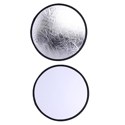 LIFKICH 2pcs Round Light Pad Reflector for Video Camera Mount Photography Reflector Holder Photo Light Reflector Diffuser Light Reflector Prop Nylon Cloth with Reflective Coating Silver