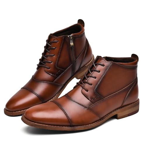 Image of Arkbird Men's Dress Boots Genuine Leather Cap Toe Ankle Boot with Side Zipper for Casual Business Formal Wear