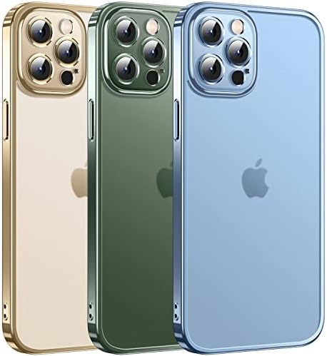 Alphex Match iPhone Color Beyond Clear for iPhone 13 Pro Max Case [Never Yellowing][Anti-Fingerprints] 10FT Military Grade Shockproof Bumper Matte Slim Phone Cover Women Men 6.7 inch, Gold