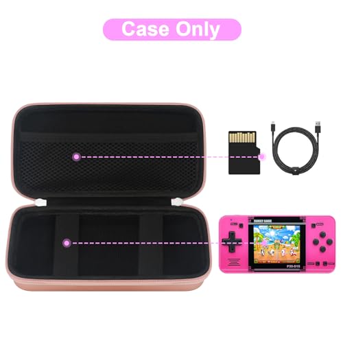 Canboc Carrying Case for WELLST·G Handheld Game -Preloaded 220 Retro Video Games/ My Arcade Atari Pocket Player Pro Game Console, Mesh Pocket fits Cable, SD Card, Rose Gold (Case Only) - Thumbnail 3