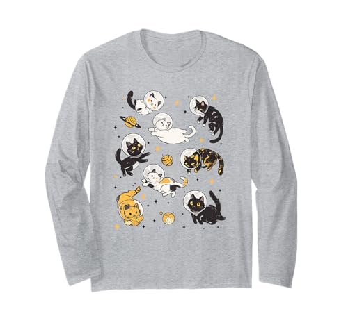 Cute Astronaut Cat Space Astronaut Cosmic Galaxy Cat Lovers Long Sleeve T-Shirt