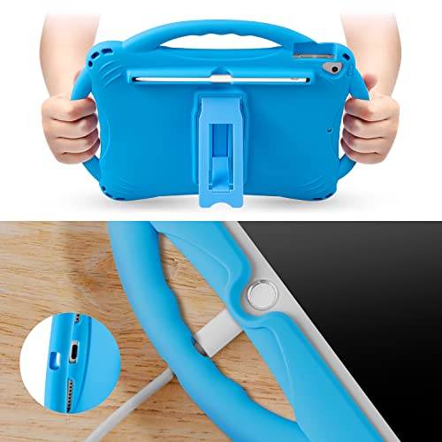 TOPESCT iPad 10.2 case, iPad 9th/8th/7th Generation Case for Kids, Built-in Handle Stand, Comes with a Strap, Silicone Shockproof iPad 10.2 inch 2021 Case(Blue)