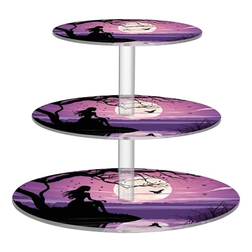 PYBUG Moonlight Girl 3 Tier Acrylic Cupcake Stands Tower,Dessert Table Display Set for Tea Party,Wedding,Birthday, Baby Shower