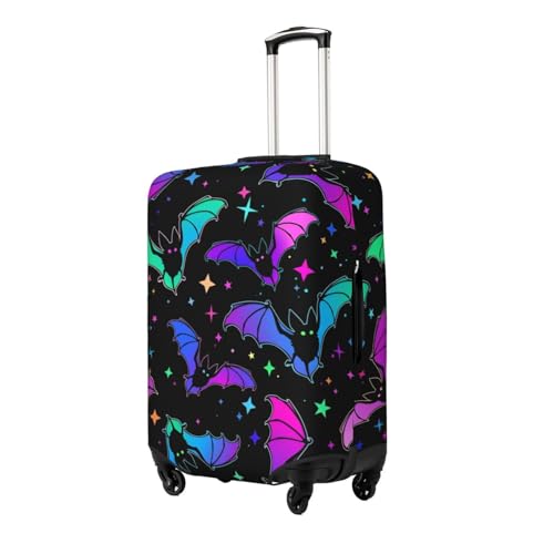 Colorful Bats Travel Luggage Cover Fits 18-32 Inch Luggage, Elastic Suitcase Cover Protector with Concealed Zipper for Wheeled Suitcase Travel Accessories2