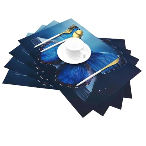 Set de table antidérapant PVC papillon bleu lavable 45x30