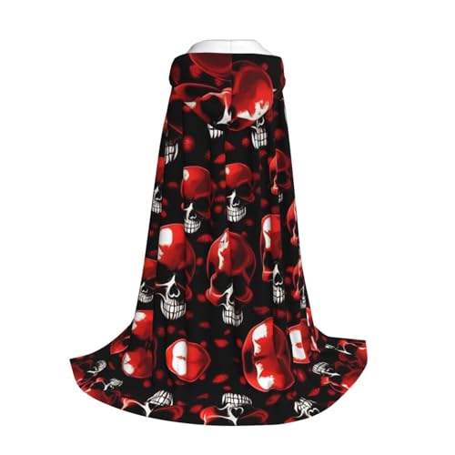 Cape à capuche squelettes rouges imprimé graphique Halloween long costume