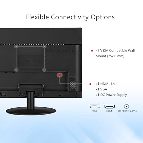 Image of SKitphrati 17 inch PC Monitor LED Monitor 1440x900, 75HZ, 5Ms, 16:10, Viewing Angle 95(Horizontal),TN Panel, VESA Wall Mountable, VGA & HDMI Port, Black