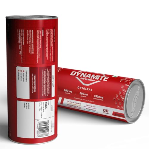 Image of Dynamite Original Pre-workout Sachets (Pack of 8, Assorted Flavours) | Instant Energy Boost & Pump for Workouts | 200mg Caffeine | 6500mg Citrulline Complex | Pre-Workout Supplement for Men & Women - 112g
