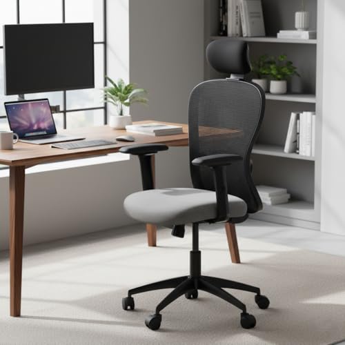 Image of Lakdi The Furniture Co. Mesh Office Chair | Ergonomic Mid-Back Design, Compact Frame & Padded Seat for All-Day Comfort | Ideal for Home Office, Study, Reception & Daily Use