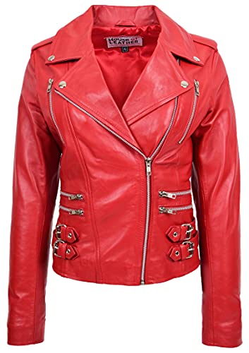 Veste en cuir véritable femme Cara de qualité supérieure avec col revers