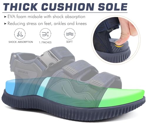 Image of KuaiLu Mens Hiking Sandals with Arch Support Orthopedic Walking Recovery Sandals for Plantar Fasciitis Open Toe Summer Athletic Sport Comfortable Cushion Breathable Outdoor Water Sandals Size7-13