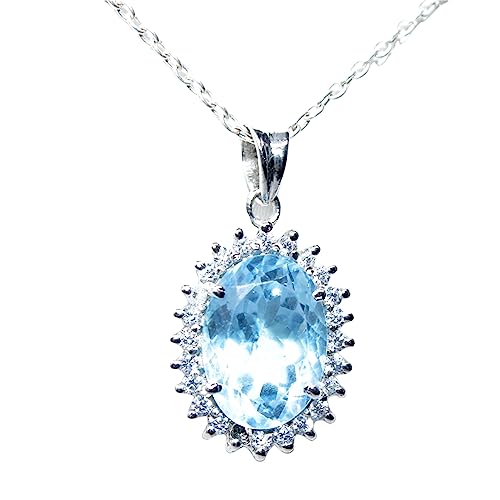 Topacio azul colgante de plata 14x10mm ideal para cenas y fiestas de noche