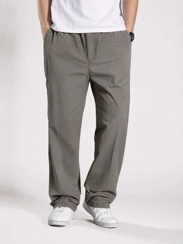 Image of Men's Pure Cotton Cargo Pants | Regular Fit Multi-Pocket Casual Trousers for Men | Solid Black Utility Cargo Bottom Wear | Comfortable Everyday Wear Pant