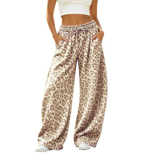 Women Leopard Pants Baggy Fall Wide Leg Sweatpants Lounge Y2K Sweat Pants - image 1