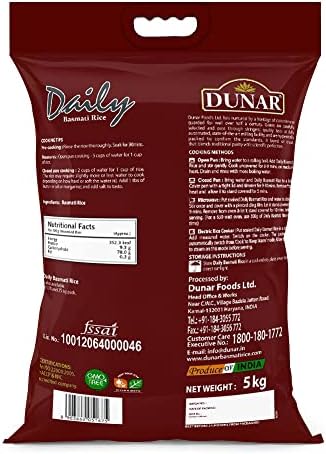 Dunar Daily | Long Grain Basmati Rice | 5kg