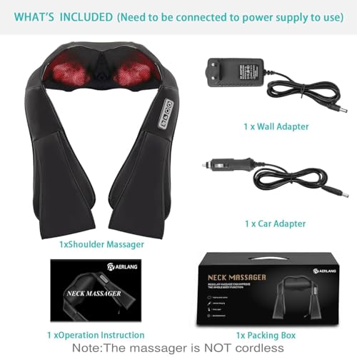 AERLANG Shiatsu Back and Neck Massager, Back Massager Deep Tissue Kneading Massager Neck and Shoulder Massager with Heat, Electric 4D Massage Pillow Fathers Day Dad Gifts from Daughter(NOT Cordless) - Image 7