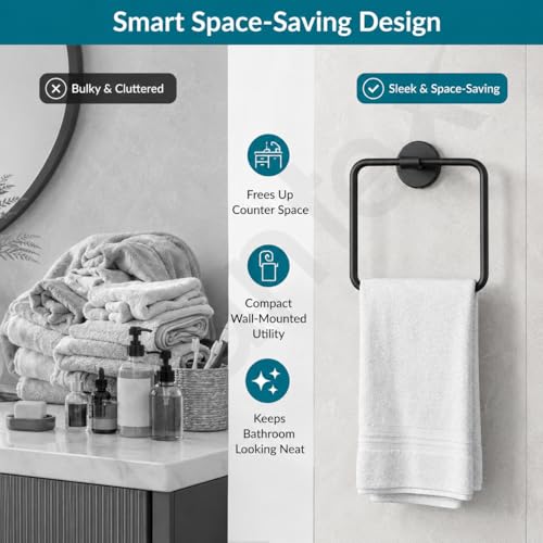 Image of Plantex Stainless Steel Towel Hanger for Wash Basin /Towel Ring /Napkin Hanger for Bathroom /Towel Holder /Bathroom Accessories (Black)