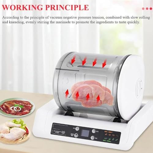 Vacuum Tumbler 7L - Marinator Machine with Digital Timer & LED Display, for Fast Pickling of Meat, Includes Barrel and 20 Disposable Gloves