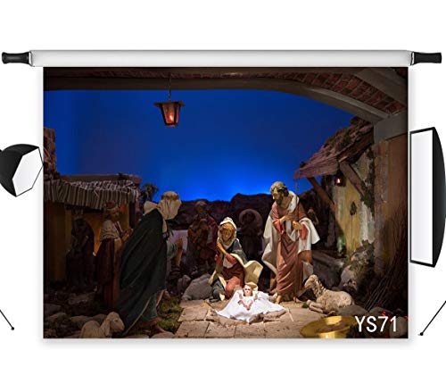 Lb Birth Of Jesus Backdrop Christmas Figurines Baby Jesus Holy Night Nativity Background For Photography Three Wisemen Sheep Photo Background 7X5Ft Vinyl Portrait Photo Booth Shooting Studio Props #TOP24