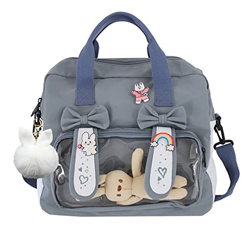 Eien Kaliforua Ita Bag Cute Japanese School Bag JK Uniform Bag Kawaii 3 Way Anime Purse (Blue, F)