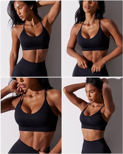 Image of RUNNING GIRL Sports Bras for Women,Sexy Crisscross Back Seamless Supportive Sports Bra Medium Support with Removable Pads