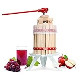 1.6 Gallon Fruit Wine Press Fruit Press, Nature Fruit Crusher Manual Juice Maker for Kitchen, Cider Wine Making Press Solid Wood Basket with 6 Blocks for Wine Making