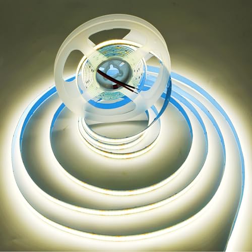 Image of COB Strip Lights,DC12V 16.4ft /5m Super Bright Dimmable 52800LM LED Light Strips, Non-Waterproof 2640 LEDs Ribbon Light, More Evener Lighting Than SMD Strip Lights (Natural White 4500K)