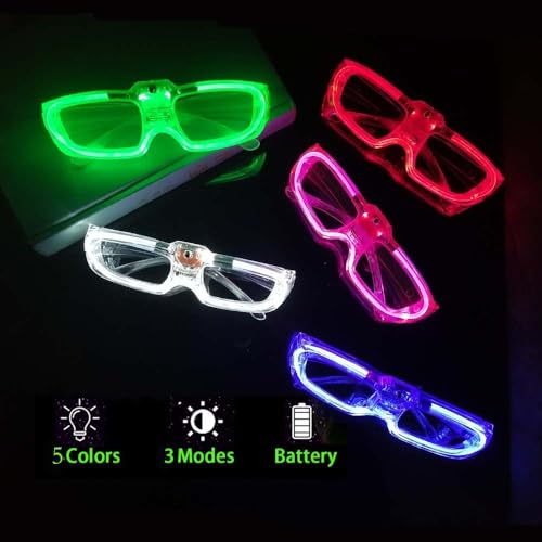 25 Packs LED Glasses Mardi Gras Party Supplies ,5 Neon Colors,3 Light Modes Light up Glow Sticks Glasses Toys Party Supplies for kids Adults Fit Halloween Christmas New Year Eve Graduations3
