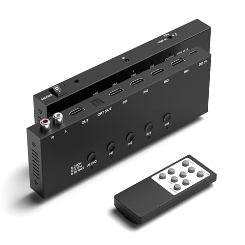 Conmutador extractor de audio HDMI 2.1 de 4 vías compatible con Roku y PC